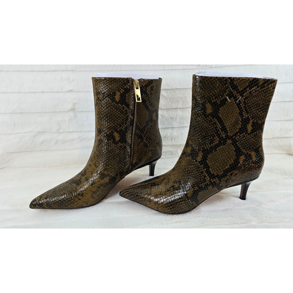 Franco Sarto Anna Snake Print‎ Pointed Toe Kitten Heel Ankle Boots Size 6.5 M